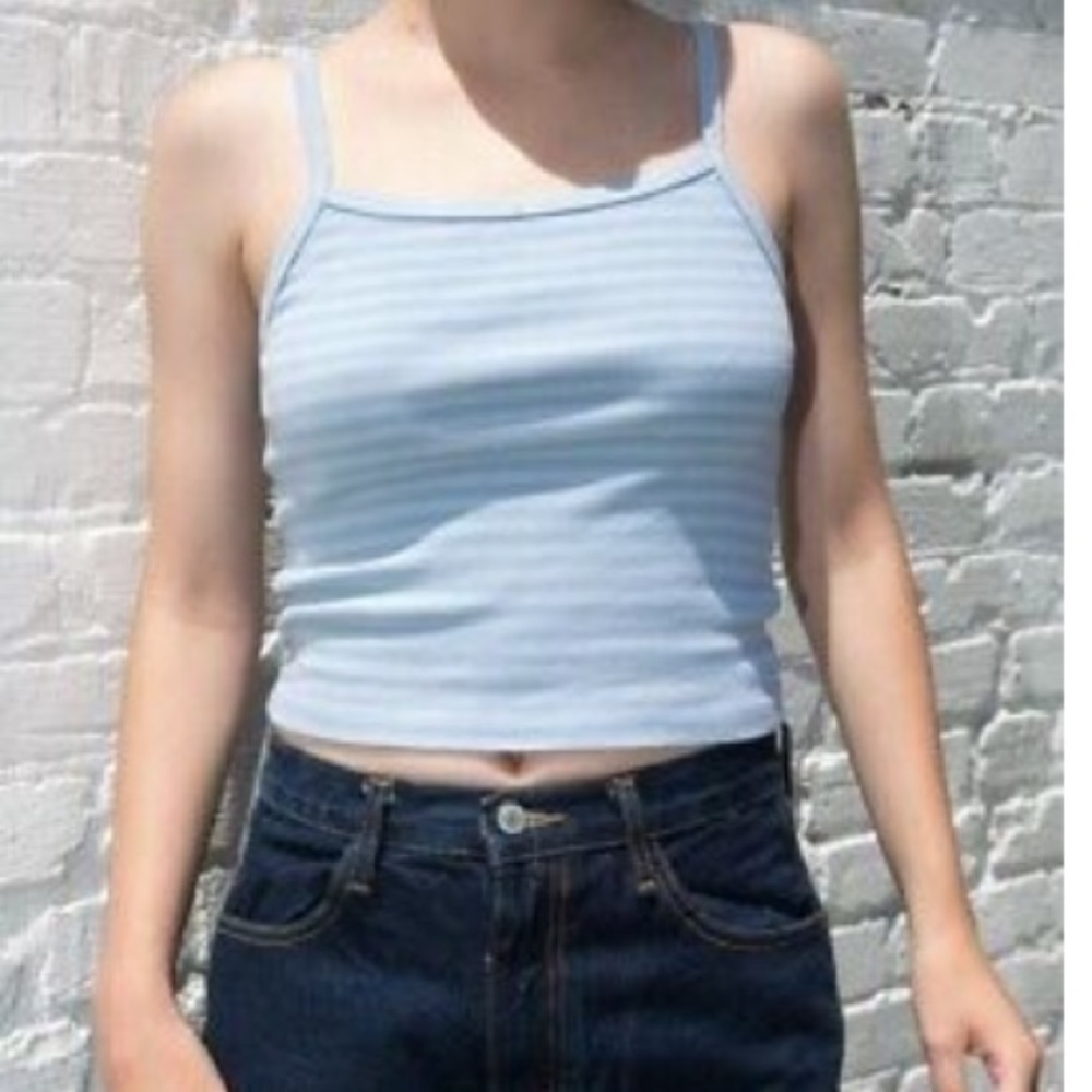 Brandy Melville blue and white striped tank top